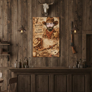 Personalized Wild West Wanted Cowboy Poster