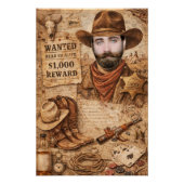 Personalized Wild West Wanted Cowboy Poster (Vorderseite)