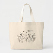 Personalized Wildflower Botanical Art Tote Bag Jumbo Stoffbeutel (Vorne)