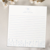Personalized Wildflower Dusty Blue Desk Notepad Notizblock