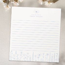 Personalized Wildflower Dusty Blue Desk Notepad Notizblock