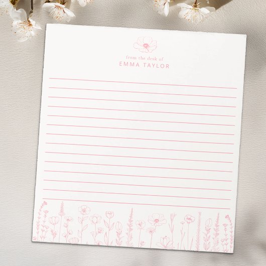 Personalized Wildflower Floral Desk Notepad Notizblock