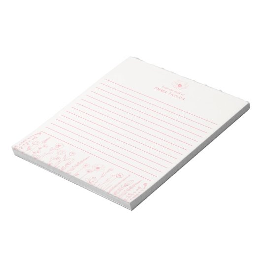 Personalized Wildflower Floral Desk Notepad Notizblock (Rotiert)