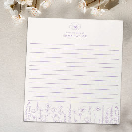 Personalized Wildflower Lavender Desk Notepad Notizblock