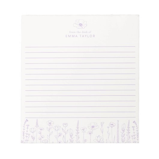 Personalized Wildflower Lavender Desk Notepad Notizblock (Vorderseite)