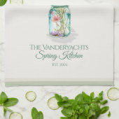 Personalized Wildflower Mason Jar Spring  Geschirrtuch (Gefaltet)
