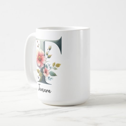 Personalized Wildflower Monogram Mug Gift for Mom Kaffeetasse (Vorderseite Links)