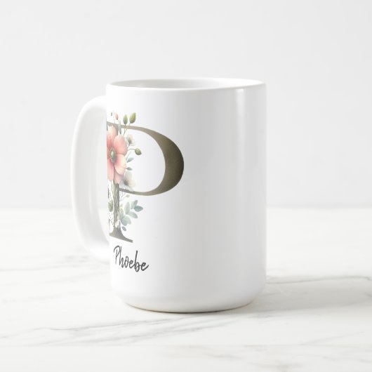 Personalized Wildflower Monogram Mug Gift for Mom Kaffeetasse (Vorderseite Links)