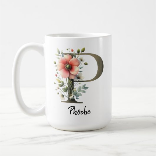 Personalized Wildflower Monogram Mug Gift for Mom Kaffeetasse (Links)