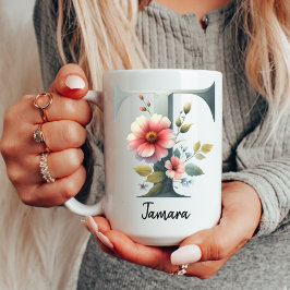 Personalized Wildflower Monogram Mug Gift for Mom Kaffeetasse