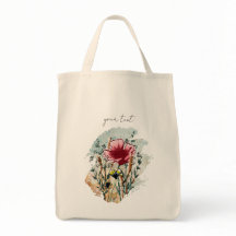 Personalized Wildflower Paint Splatter Tote Bag