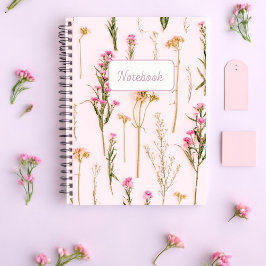 Personalized Wildflower Pink Spiral Notebook Notizblock