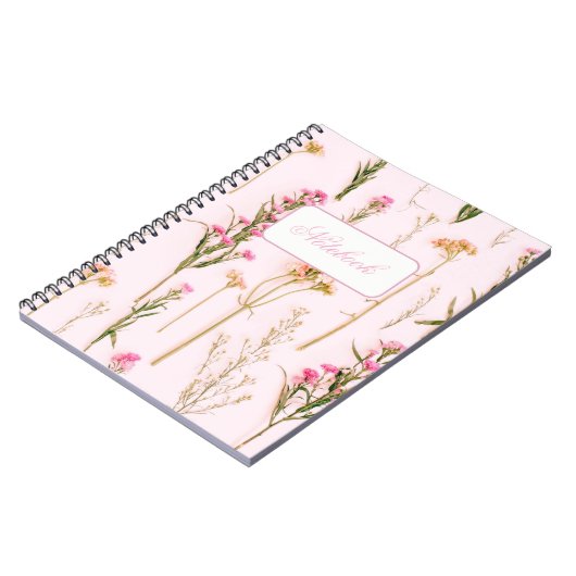 Personalized Wildflower Pink Spiral Notebook Notizblock (Linke Seite)