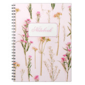 Personalized Wildflower Pink Spiral Notebook Notizblock (Vorderseite)
