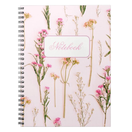 Personalized Wildflower Pink Spiral Notebook Notizblock (Vorderseite)