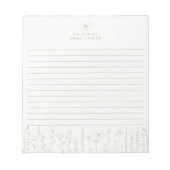 Personalized Wildflower Sage Green Desk Notepad Notizblock (Vorderseite)