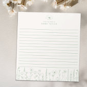 Personalized Wildflower Sage Green Desk Notepad Notizblock
