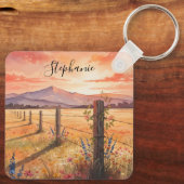Personalized Wildflower Sunset Charm Schlüsselanhänger (Rückseite)