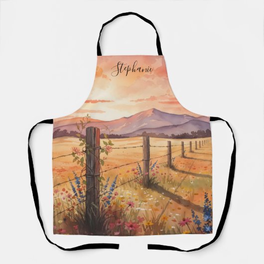 Personalized Wildflower Sunset Scene Schürze (Vorderseite)