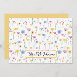 Personalized Wildflowers Floral Note Card Mitteilungskarte