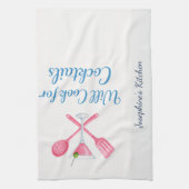 Personalized Will Cook for Cocktails Funny Elegant Geschirrtuch (Vertikal)