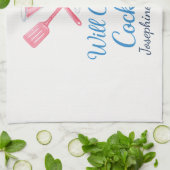 Personalized Will Cook for Cocktails Funny Elegant Geschirrtuch (Gefaltet)