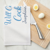 Personalized Will Cook for Cocktails Funny Elegant Geschirrtuch (Viertel Falte)