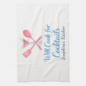 Personalized Will Cook for Cocktails Funny Elegant Geschirrtuch (Vertikal)