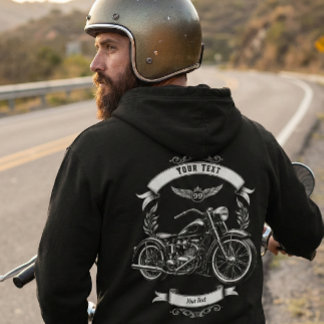 Personalized Winter Biker Skull Motorcycle Zip Hoodie