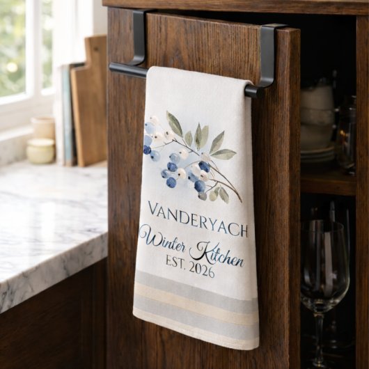 Personalized Winter – Blue Berry Botanical Geschirrtuch