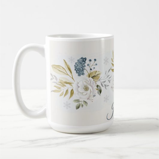 Personalized Winter Botanical Floral Kaffeetasse (Links)