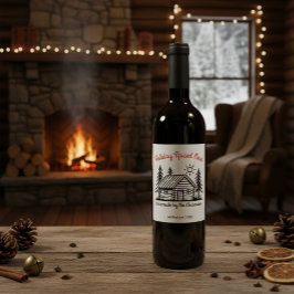 Personalized Winter Cabin Holiday Spiced Mead Weinetikett