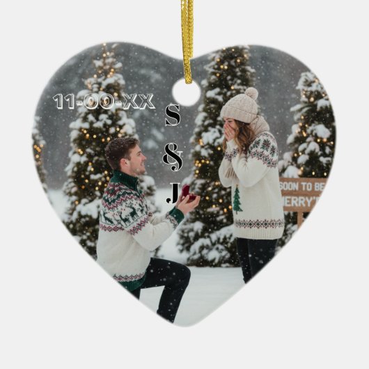 Personalized Winter Engagement Keepsake Keramik Ornament (Vorne)