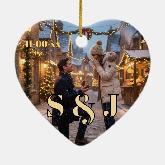 Personalized Winter Engagement Keepsake  Keramik Ornament (Hinten)