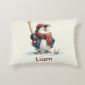 Personalized Winter Penguin Baseball Kid Dekokissen (Vorderseite)