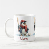 Personalized Winter Penguin Baseball Kid Kaffeetasse (Links)