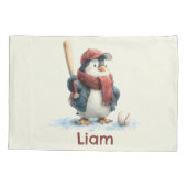 Personalized Winter Penguin Baseball Kid Kissenbezug (Rückseite)