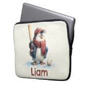 Personalized Winter Penguin Baseball Kid Laptopschutzhülle (Vorderseite Links)