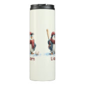 Personalized Winter Penguin Baseball Kid Thermosbecher (Rückseite)