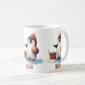 Personalized Winter Penguin Basketball Kid Kaffeetasse (VorderseiteRechts)