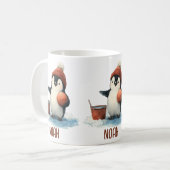 Personalized Winter Penguin Basketball Kid Kaffeetasse (Vorderseite Links)
