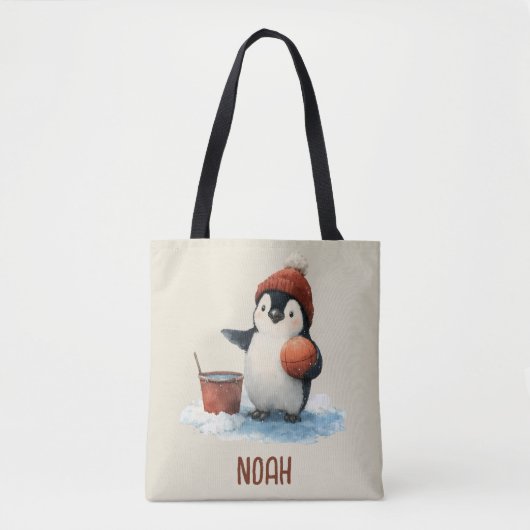 Personalized Winter Penguin Basketball Kid Tasche (Vorderseite)