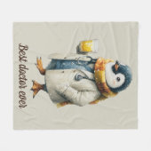 Personalized Winter Penguin “Best Doctor Ever” Fleecedecke (Vorderseite (Horizontal))