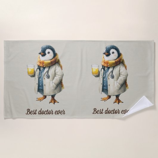 Personalized Winter Penguin “Best Doctor Ever” Strandtuch (Vorderseite)