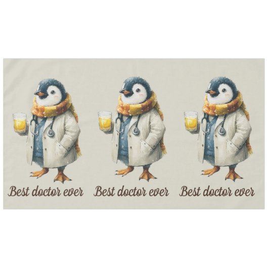 Personalized Winter Penguin “Best Doctor Ever” Tischdecke (Vorderseite (Horizontal))
