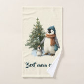 Personalized Winter Penguin “Best Mom Ever” Badhandtuch Set (Handtuch)