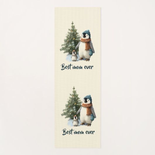 Personalized Winter Penguin “Best Mom Ever” Yogamatte (Vorderseite)