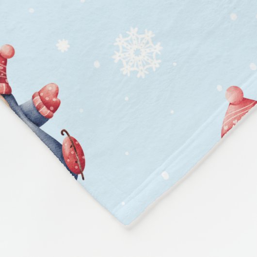 Personalized Winter Penguin Boys Fleece Blanket (Ecke)