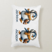 Personalized Winter Penguin Football Kid Dekokissen (Rückseite(Vertikal))