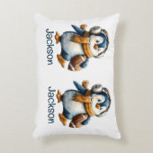 Personalized Winter Penguin Football Kid Dekokissen (Vorderseite(Vertikal))